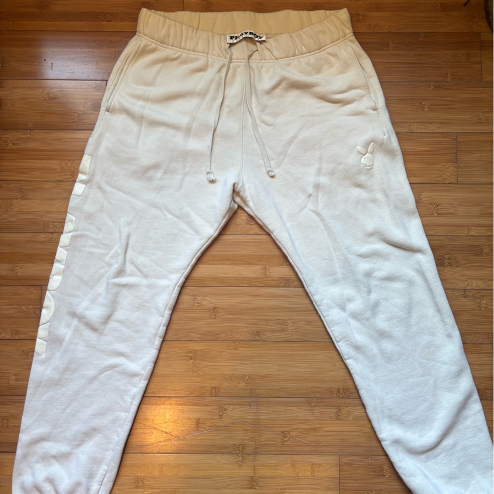 PLAYBOY Cream Sweatpants